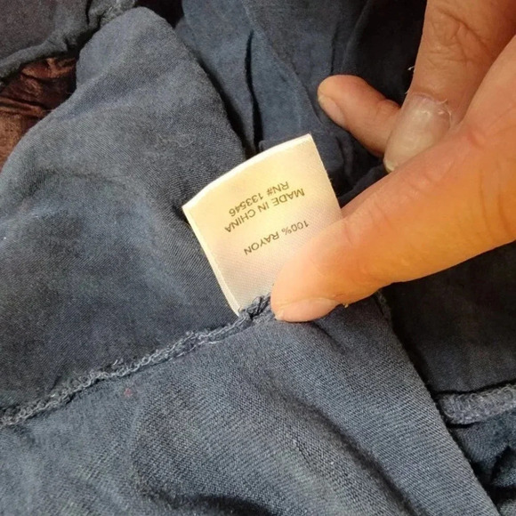 CROSBY Navy Blue Acid Wash Tank Top Gathered Waist Womens Medium Summer Tank - Picture 7 of 7